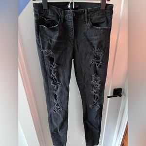 3x1 destroyed skinny black denim jean